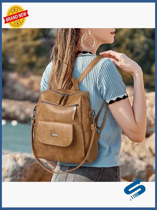 PU Leather Fashion Backpack Purse with Multi Pockets Adjustable Strap main image 7